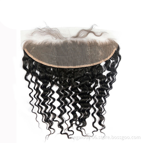 Raw Indian 10A Deep Wave Virgin Cuticle Aligned Human Hair Bundle Deals With Lace Frontal